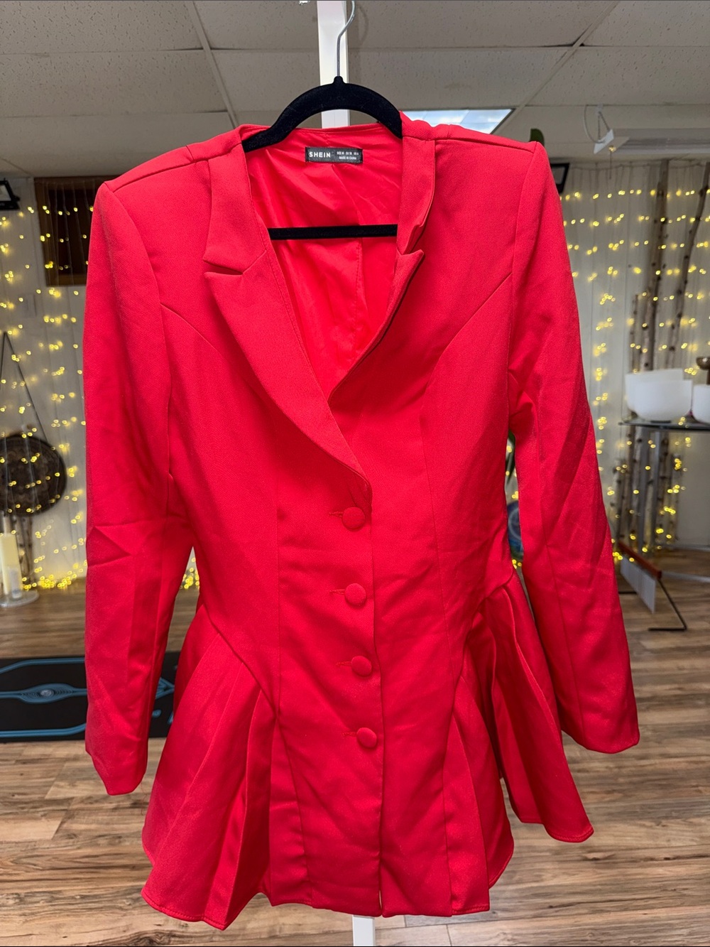 SHEIN Bright Red Tailored Peplum Blazer dress